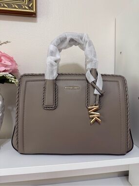 Michael Kors Laila Leather Crossbody Bag Satchel with Gold Hardware